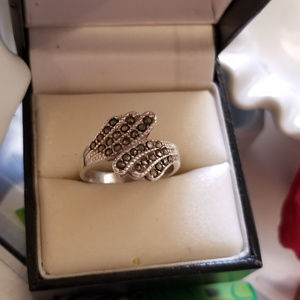 Art Deco Style Sterling and Marcasite Ring size 7 GENUINE VINTAGE